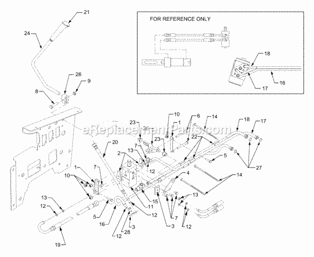 Hydraulic Valve And Lines Diagram and Parts List for 3204 14A-641-100 Cub Cadet Lawn Tractor